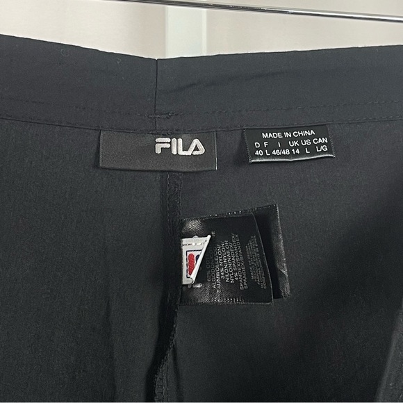 Fila Large Matte Black Drawstring Hiking Pants Roll Up Convertible Outdoor Camp - Picture 7 of 10